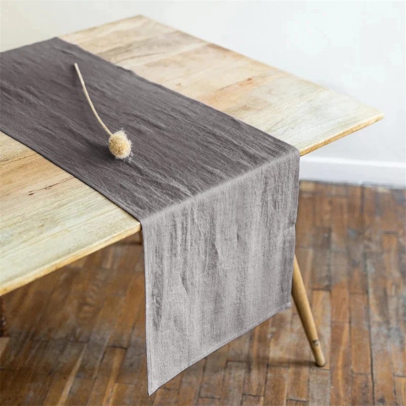 Bluejw 30x200cm French Linen Table Runner for Hotel Napkins Embroidery Punching Table Runner for Wedding  izable - Image 1